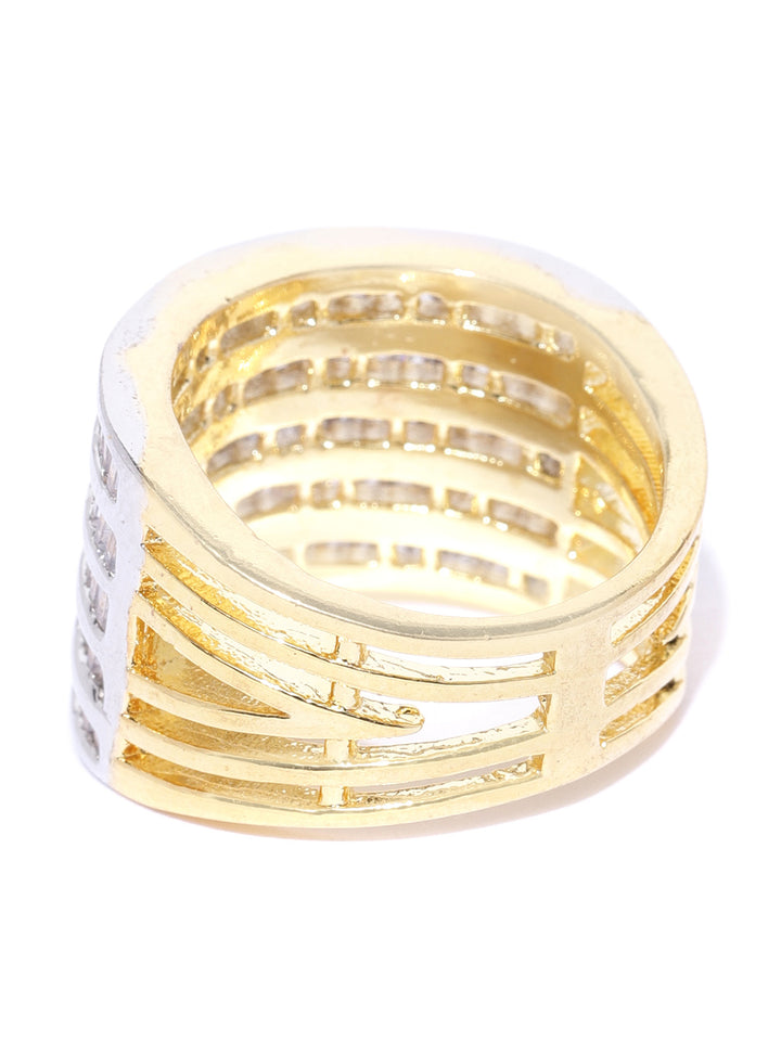 Gold-Plated American Diamond Studded Ring