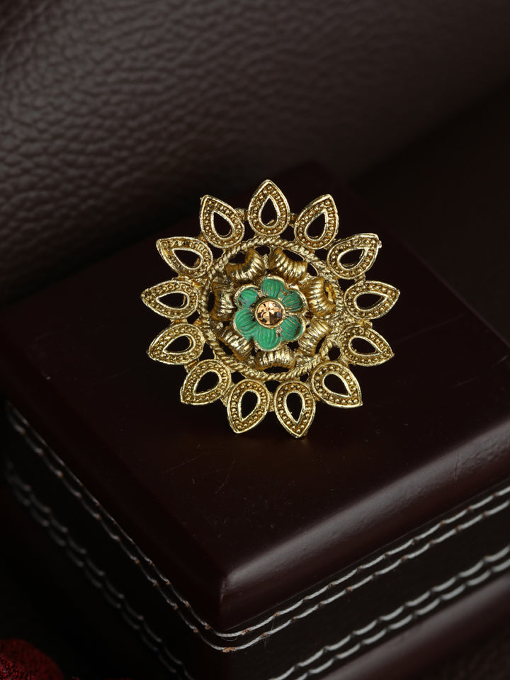 Priyaasi Gold Toned Blooming Flower Ring
