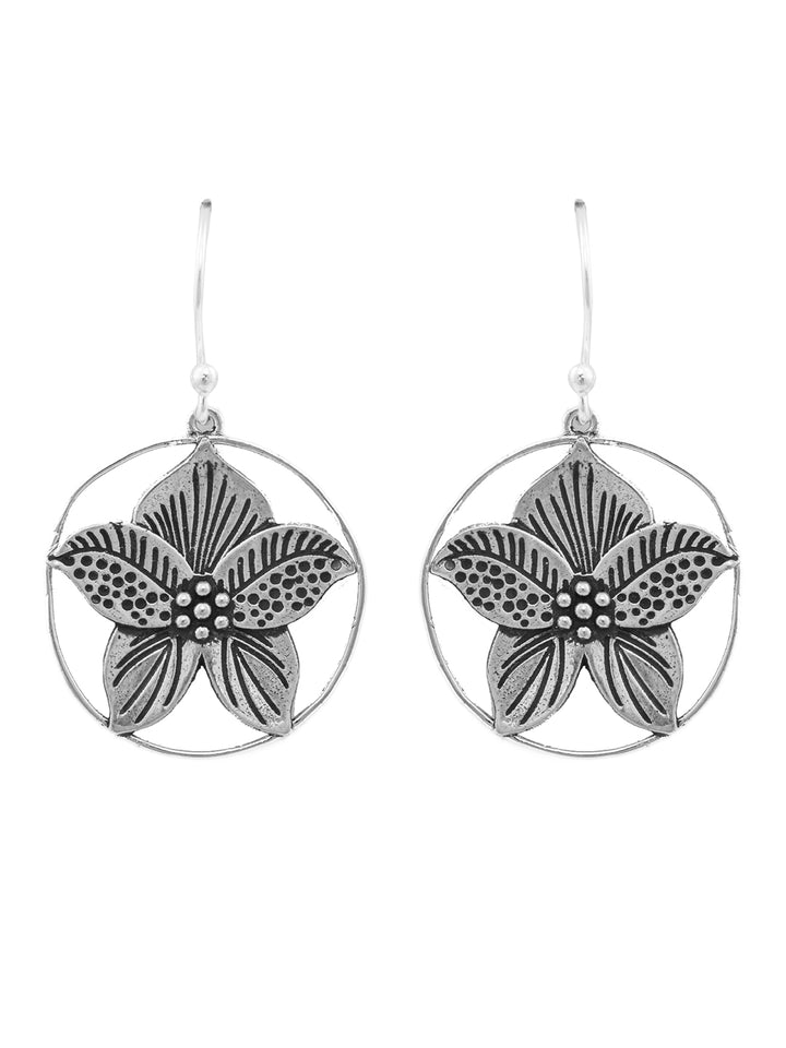 Sterling Silver Sphere Floral Drop Earrings