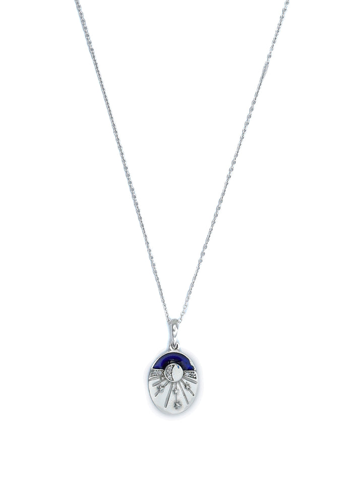 Sterling Silver Blue Enamelled Celestial Necklace