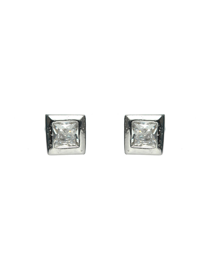 Silver Square Lining Solitaire Jewellery Set