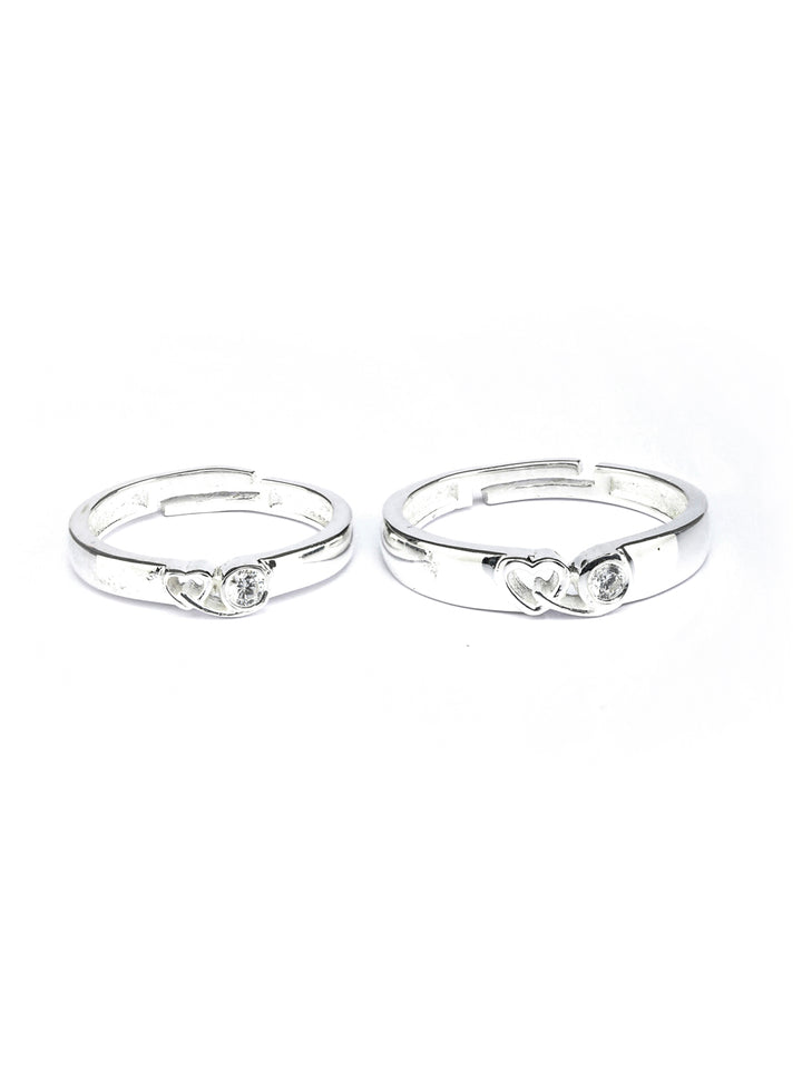 Sparkling Forever Heart Sterling Silver Couple Rings