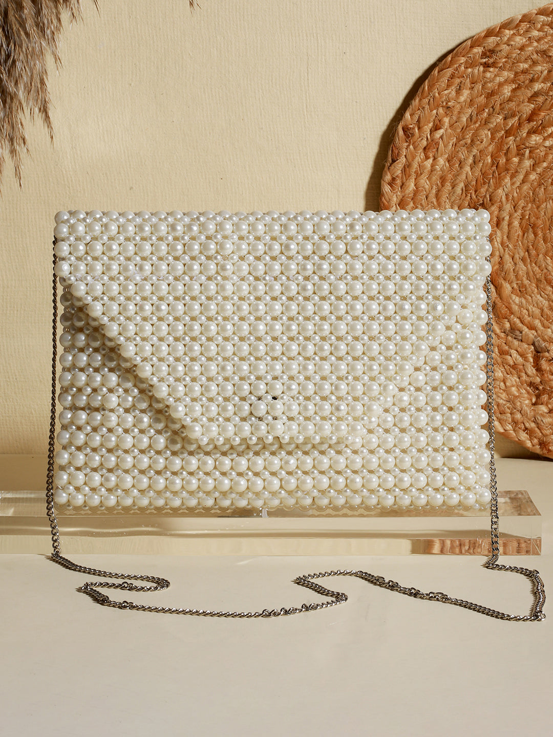 Pearl Perfection Beaded White Sling Bag – Priyaasi