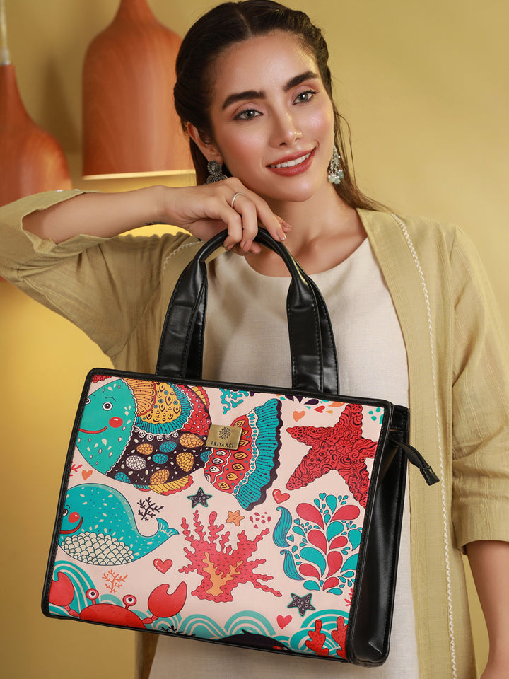 Artistic Marine Digital Print Tote Bag