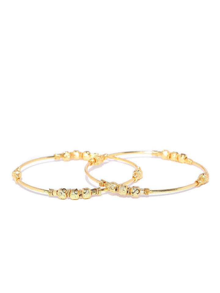 Gold-Toned Beaded Design Traditional Bangles Set Of 2