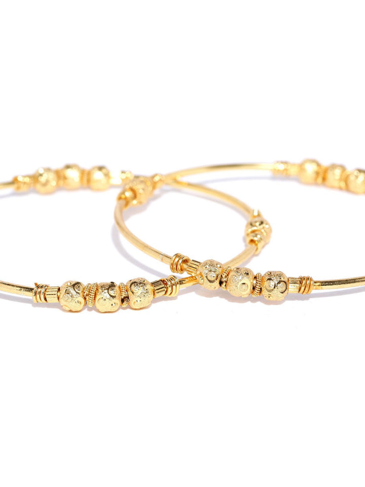 Gold-Toned Beaded Design Traditional Bangles Set Of 2