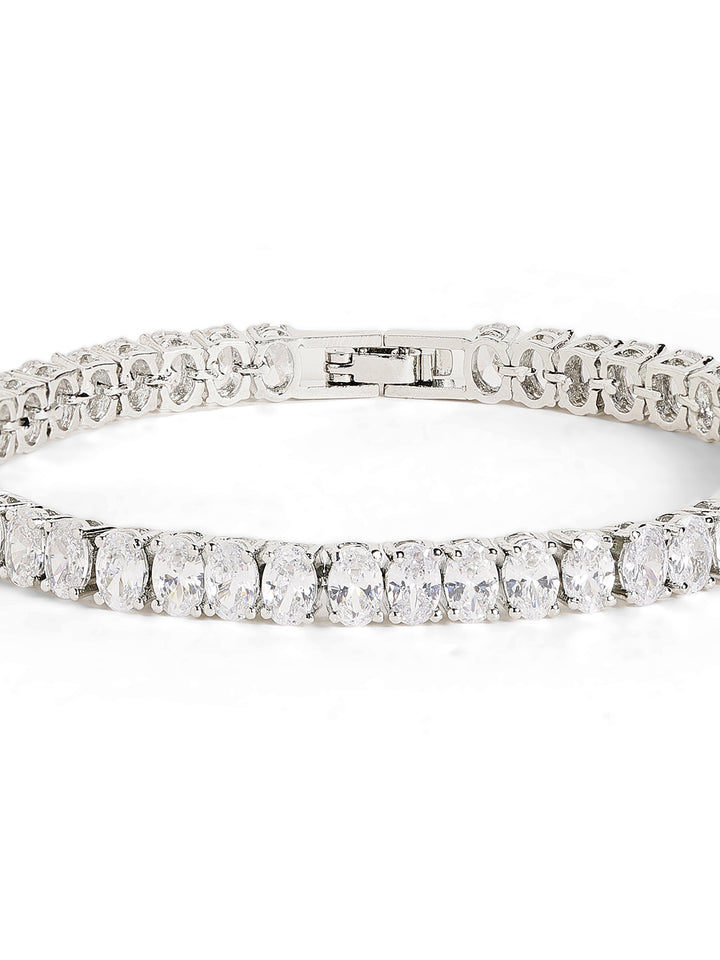 Silver Plated American Diamond Statement Bracelet