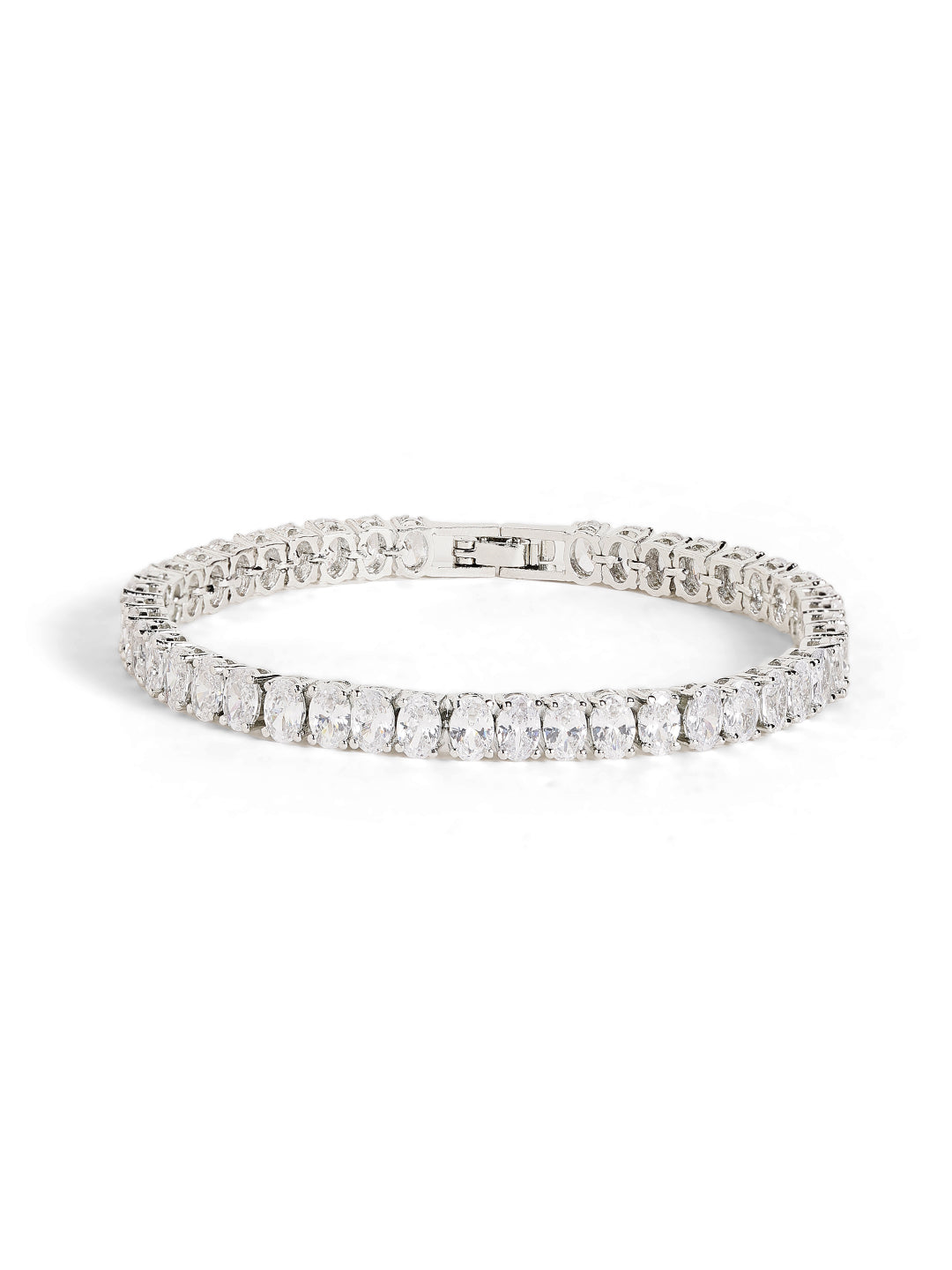 Silver Plated American Diamond Statement Bracelet