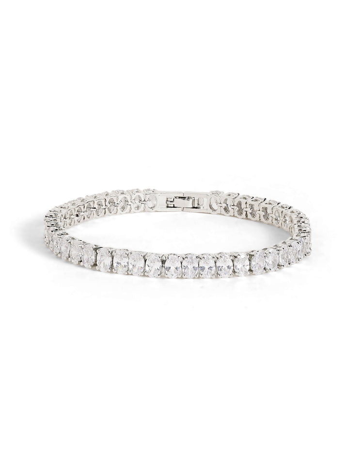 Silver Plated American Diamond Statement Bracelet