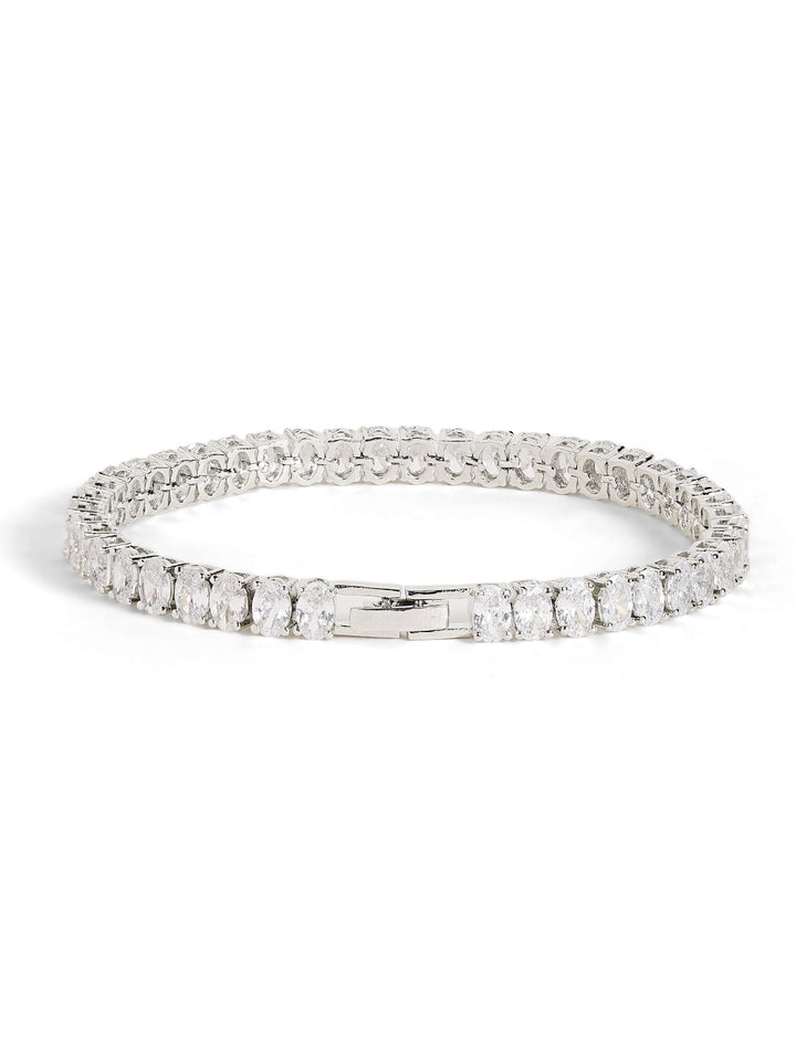 Silver Plated American Diamond Statement Bracelet