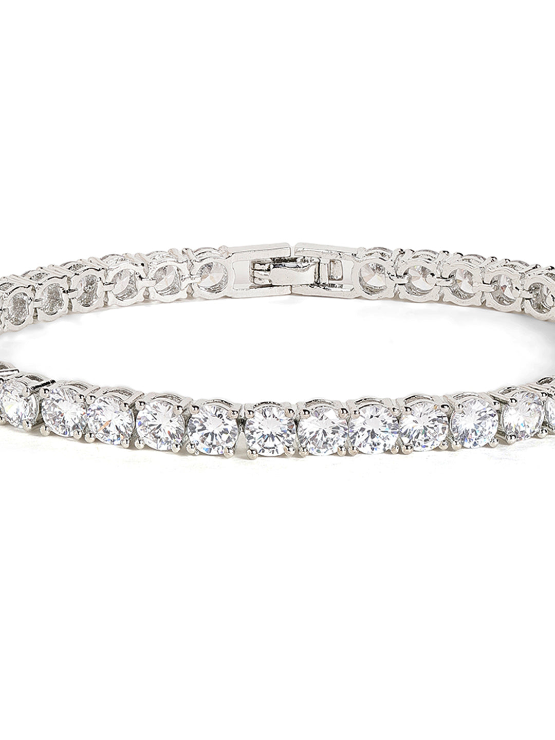 Statement Silver Plated American Diamond Fancy Bracelet