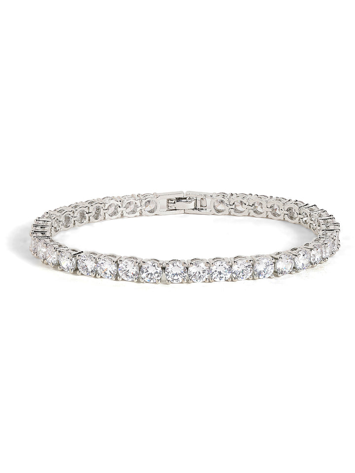 Statement Silver Plated American Diamond Fancy Bracelet