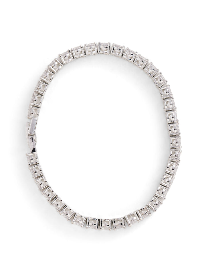 Statement Silver Plated American Diamond Fancy Bracelet