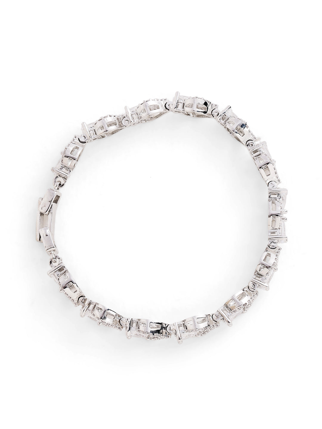 Statement Elegance American Diamond Silver Plated Bracelet