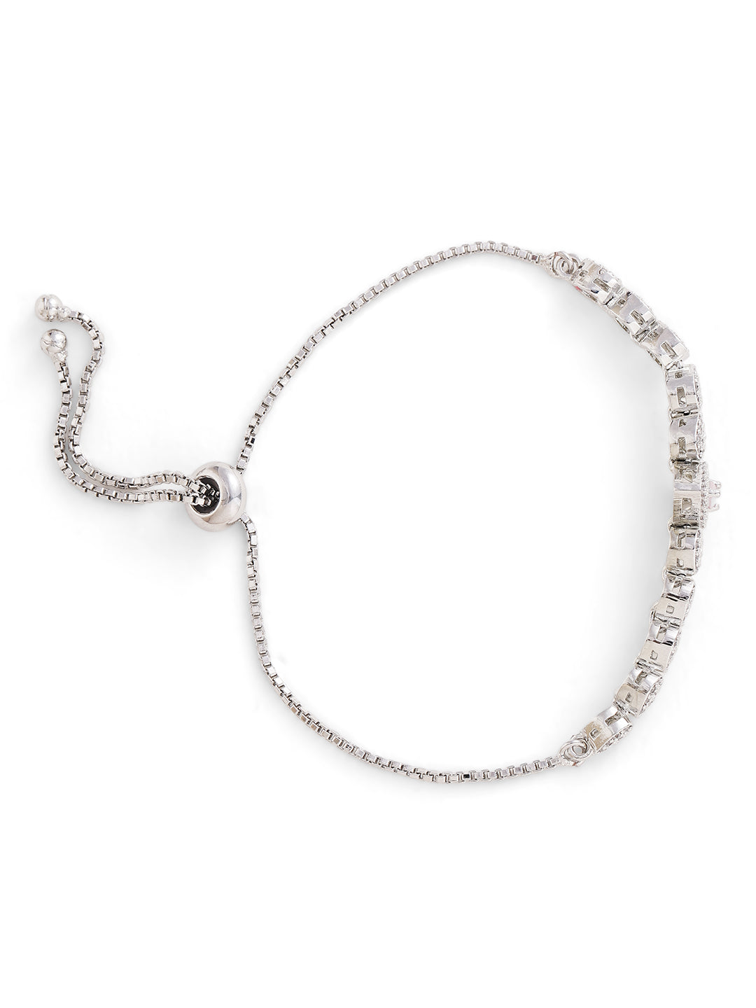 Drop Style American Diamond Silver Plated Adjustable Bracelet