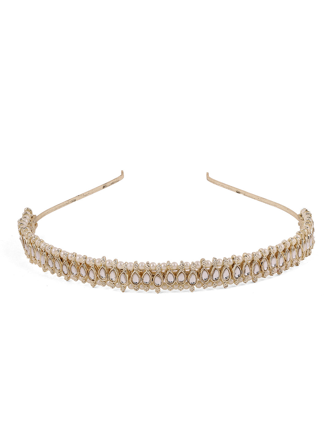 Plain Pearl Kundan Combo Gold Plated Hair Accessories