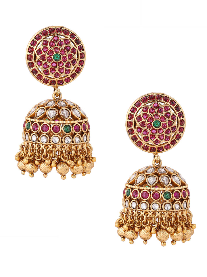 Temple Elegance Gold Plated Finest Jhumkis Earrings