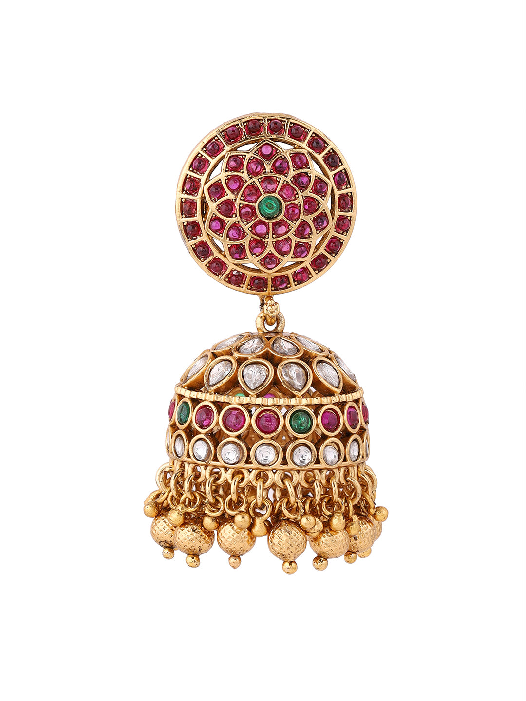 Temple Elegance Gold Plated Finest Jhumkis Earrings