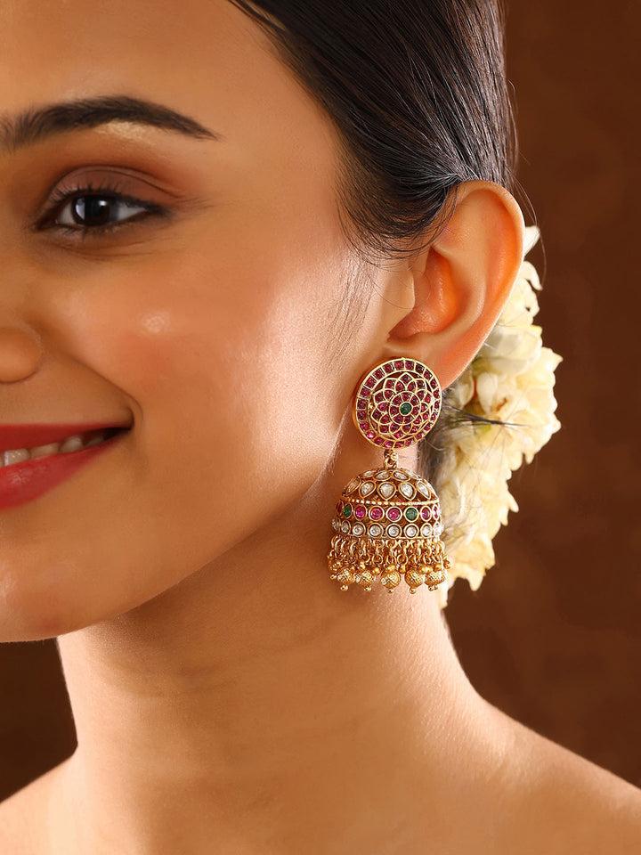 Temple Elegance Gold Plated Finest Jhumkis Earrings