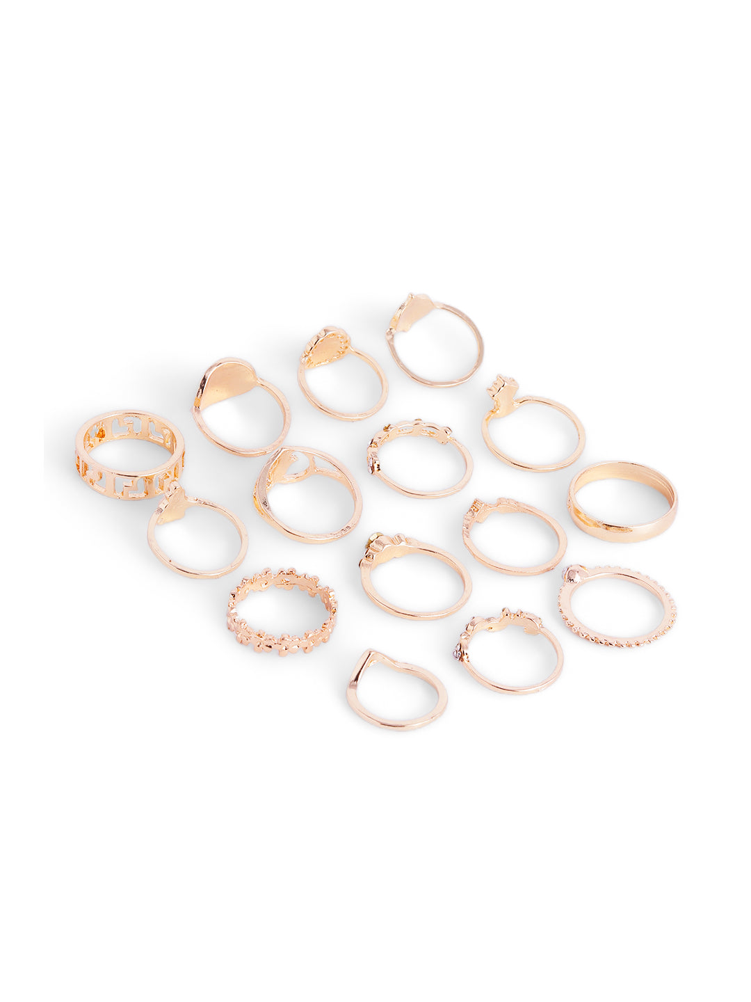 15 pcs set of Contemporary Gold Plated Fancy Finger Rings