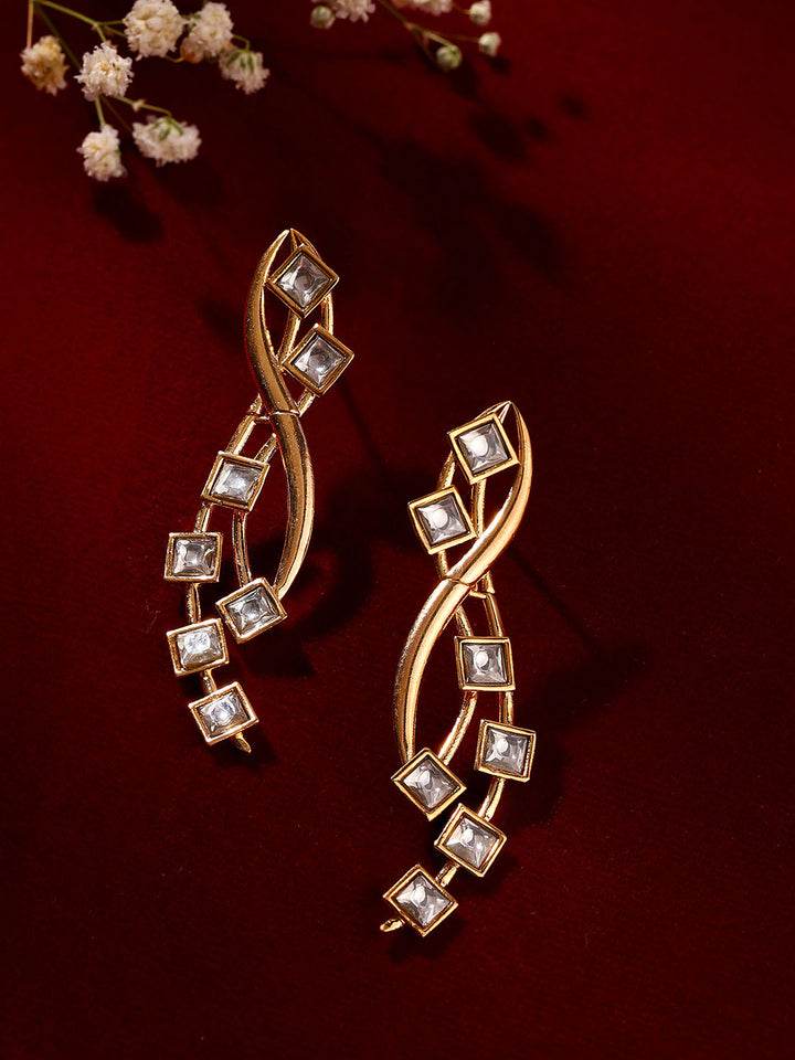 Priyaasi Elegance AD Gold Plating Statement Drop Earrings