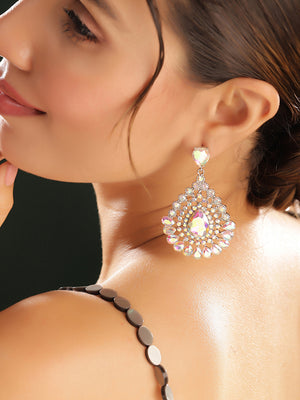 Priyaasi Silver Crystal Drop Earrings