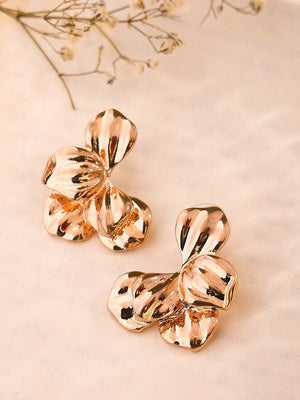 Priyaasi Hammered Style Brillance elegance Floral Stud earrings
