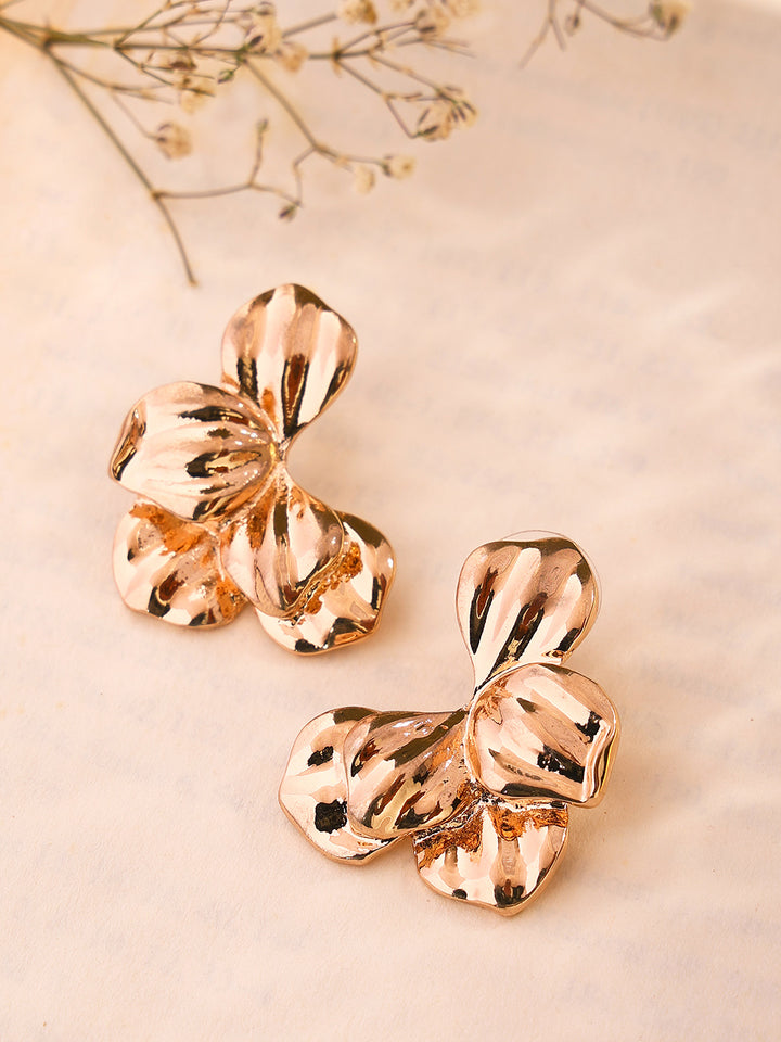 Priyaasi Hammered Style Brillance elegance Floral Stud earrings