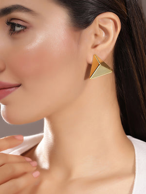 Priyaasi Gold Plated Brass Solid Stud Earrings