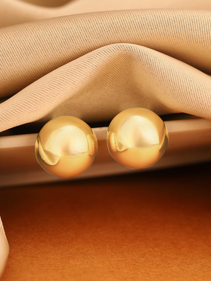 Priyaasi Gold Brass Solid Stud Earrings