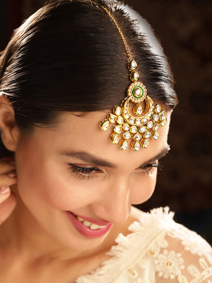 Priyaasi Gold Plated Kundan Chandbali Mangtika