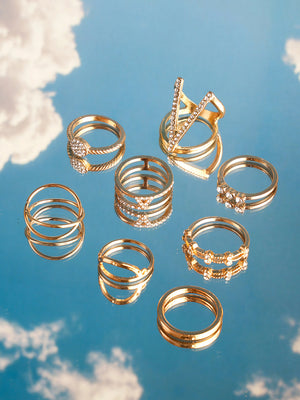 Priyaasi Fashiony Styled Combo Adjustable Gold Plated Rings