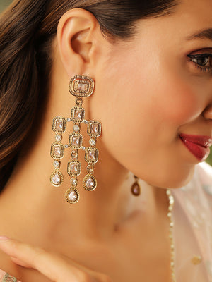 Priyaasi Gold Plated Kundan Dangle Earrings