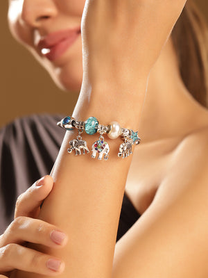 Priyaasi Multi-color Elephant Flora-Fauna Bracelet