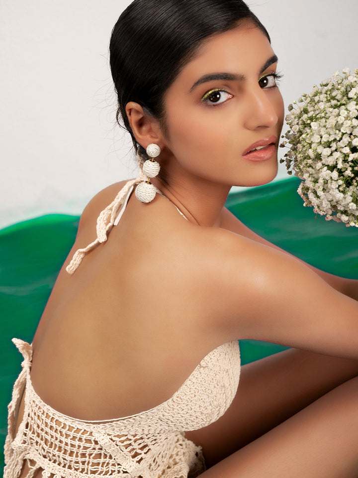 Priyaasi White colored drop earrings