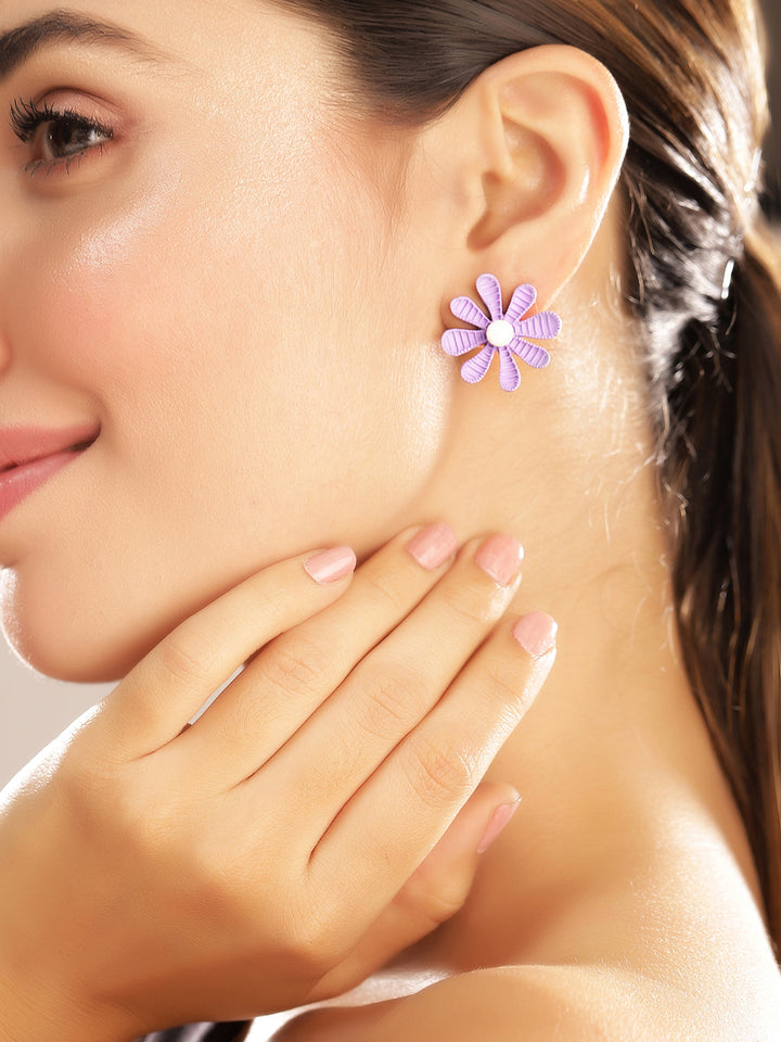Priyaasi Blue Floral Stud Earrings