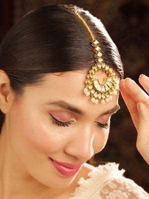 Priyaasi Gold Plated Kundan Chandbali Mangtika