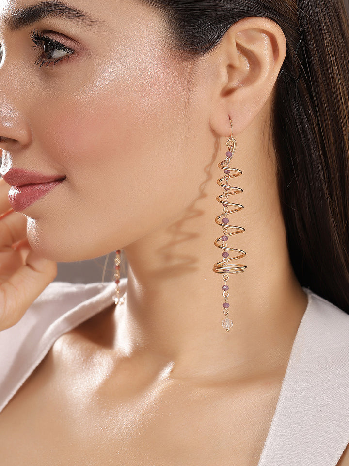 Priyaasi Gold Plated Brass-solid Dangle Earrings