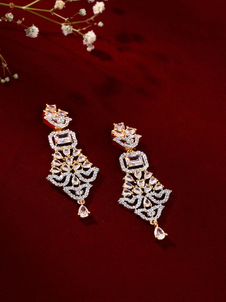 Priyaasi Floral AD Fancy Gold Plating Elegant Drop Earrings