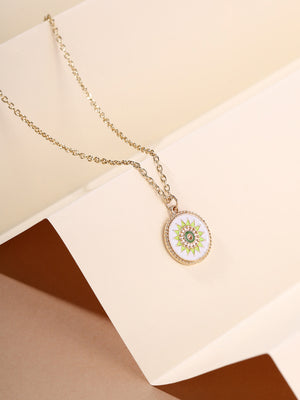 Priyaasi White Flower Pendant Gold Plated Necklace