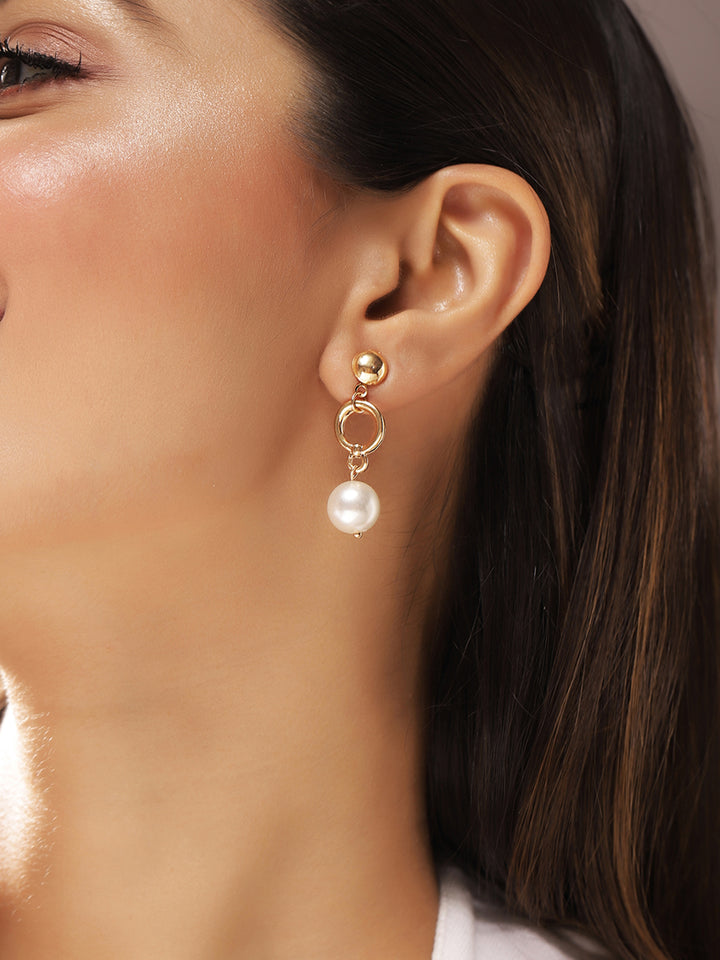 Priyaasi Gold Plated Brass-solid Drop Earrings