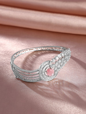 Priyaasi Pink Rhinestone Elegance Statement Elegance Kada Bracelet