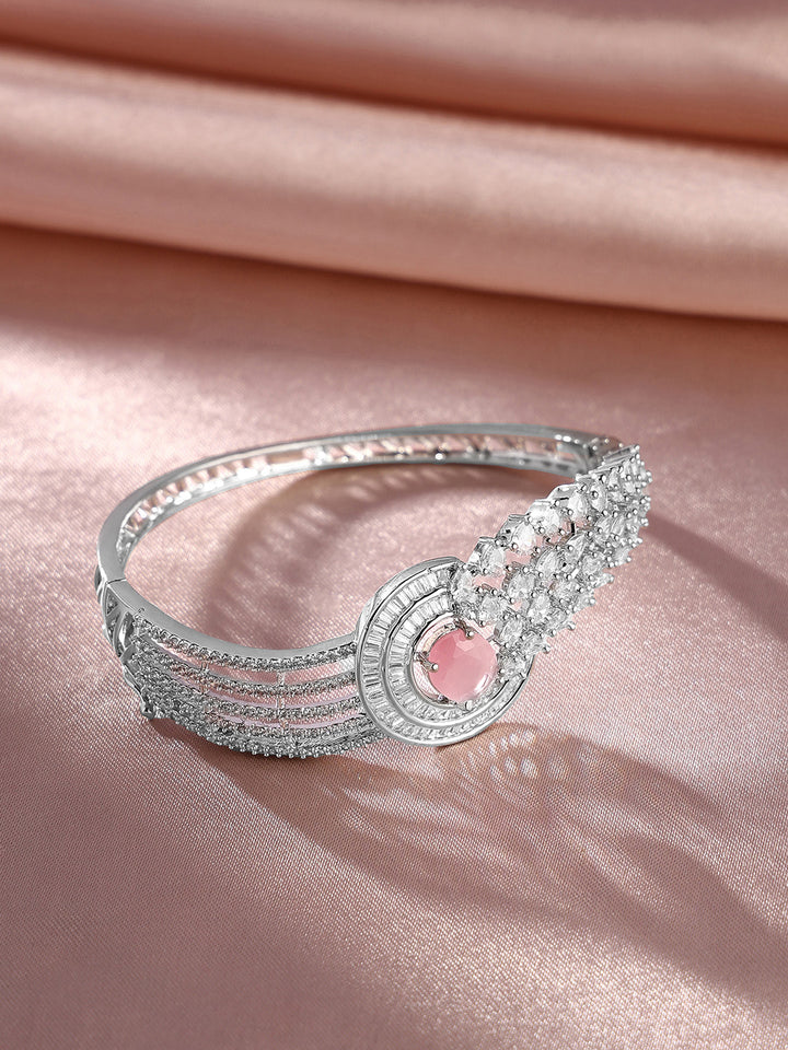 Priyaasi Pink Rhinestone Elegance Statement Elegance Kada Bracelet