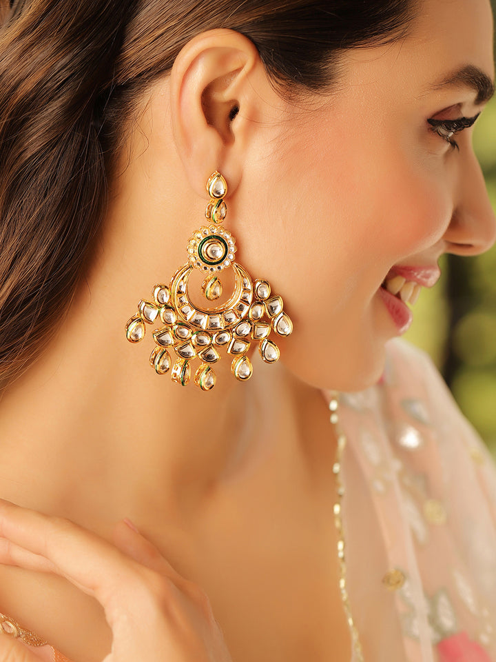 Priyaasi Gold Plated Kundan Chandbali Earrings
