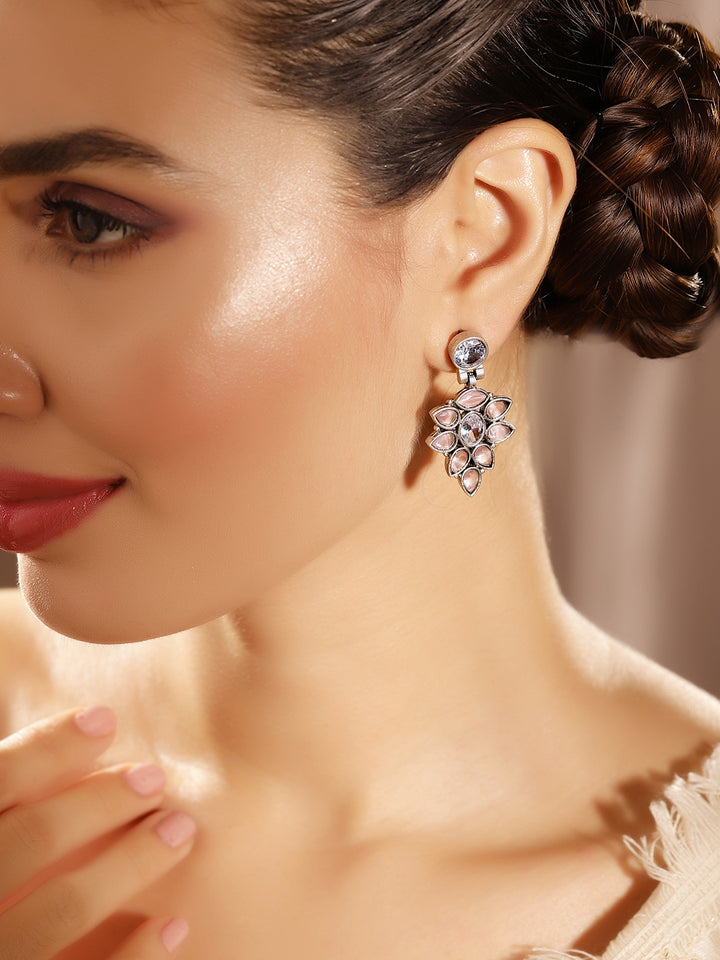 Priyaasi Silver Plated Crystal Drop Earrings
