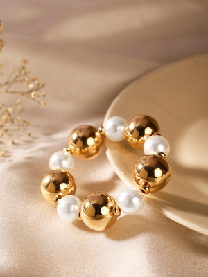 Priyaasi Gold Pearl Sequenced Balls Gold Plated Bracelet