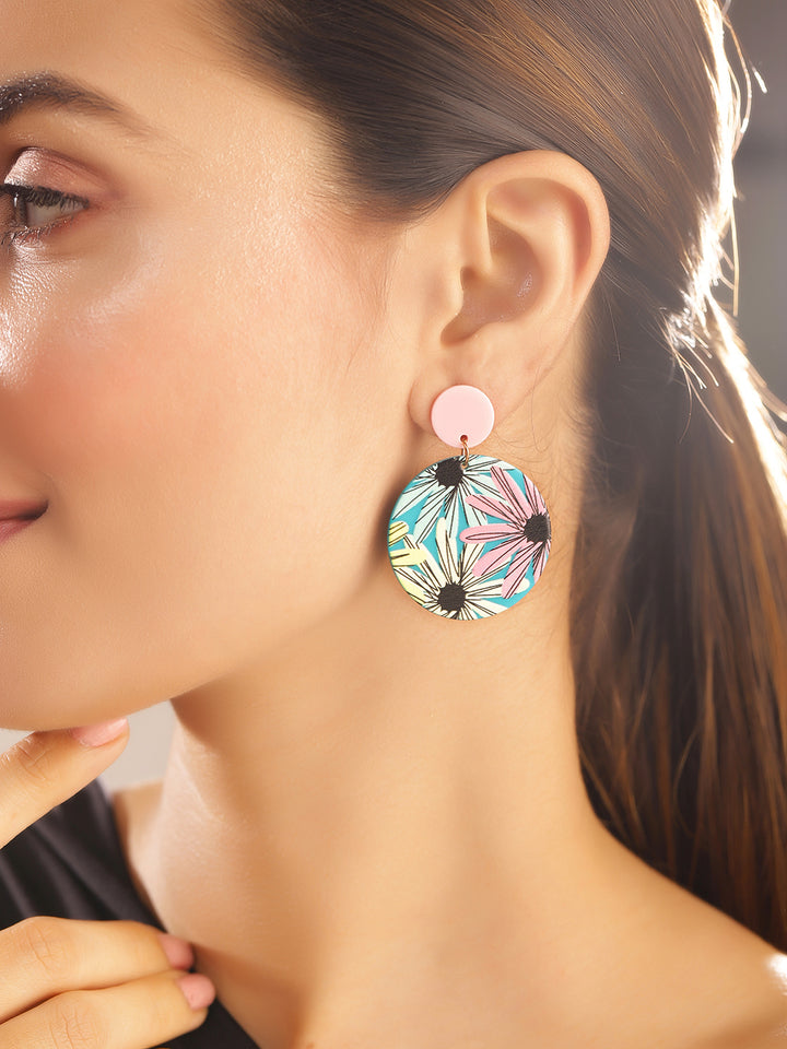 Priyaasi Pink Floral Drop Earrings
