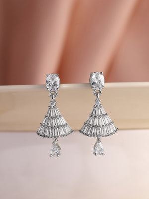 Priyaasi Rhinestone AD Jhumki Pattern Silver Plating Jhumka Earrings