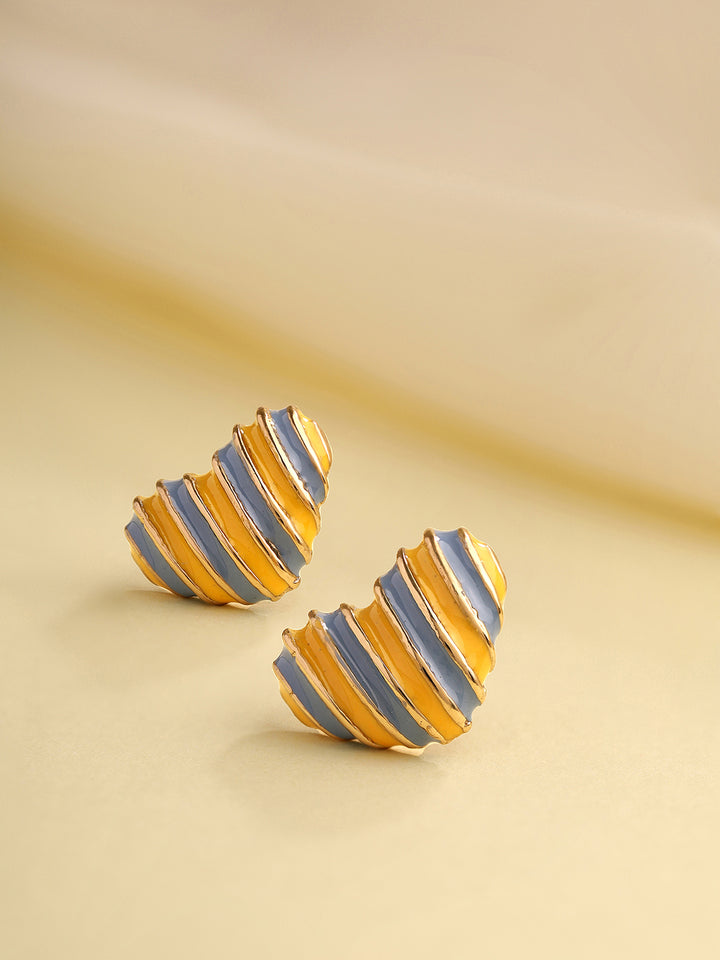 Priyaasi Heart Shape Blue Yellow Studs