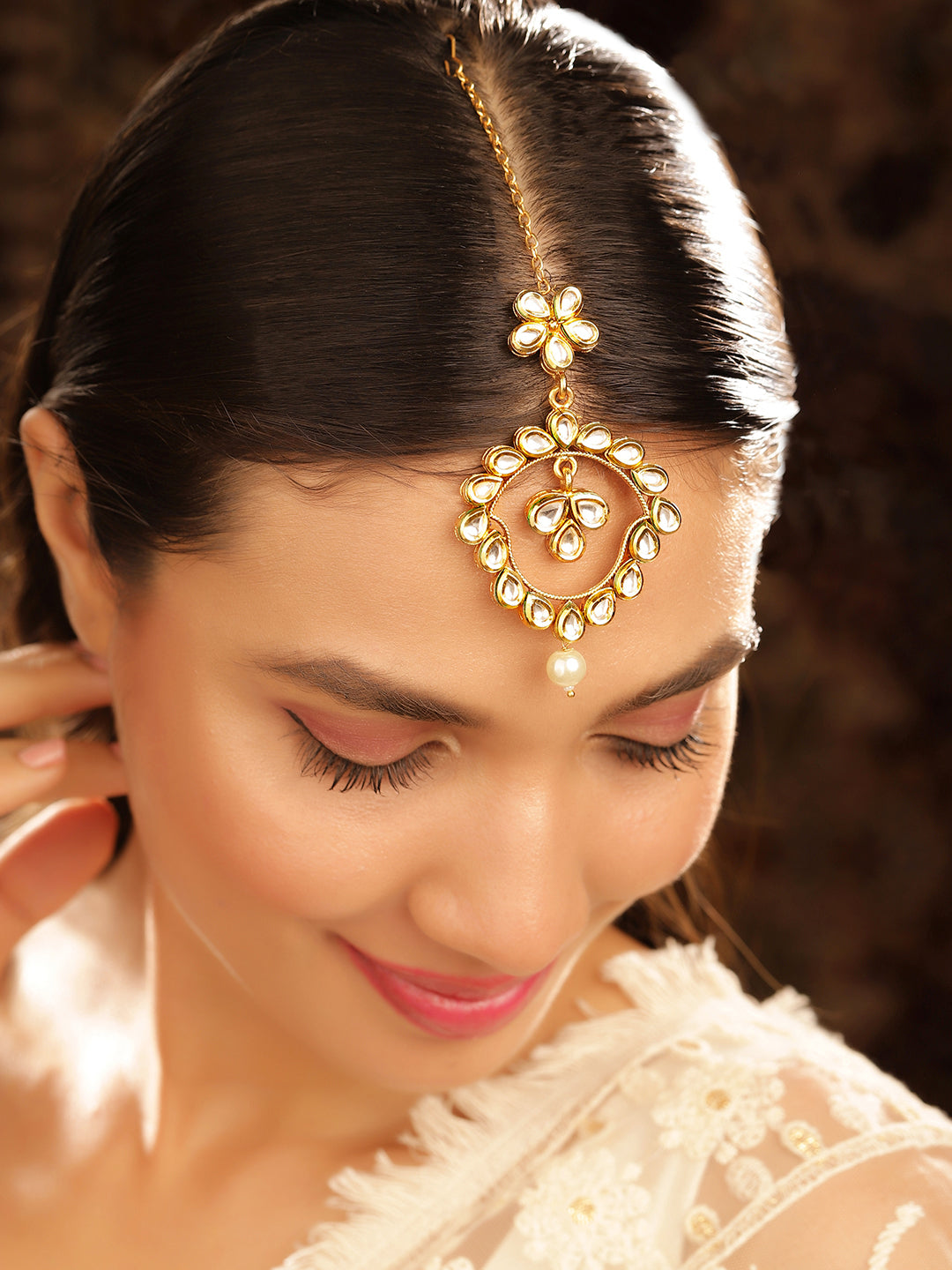 Priyaasi Gold Plated Kundan Chandbali Mangtika